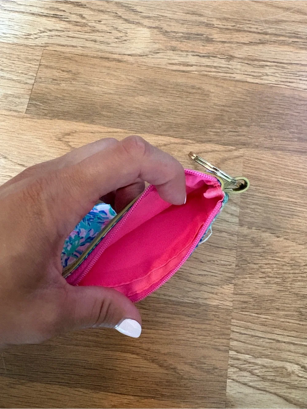 Lilly Pulitzer Blue Turquoise Pink Floral Keyring Wristlet